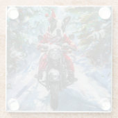 Boston Terrier Dog Riding Motorfiets Kerstmis Glazen Onderzetter (Achterkant)