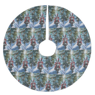 Boston Terrier Dog Riding Motorfiets Kerstmis Kerstboom Rok