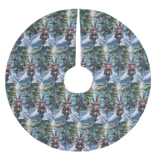 Boston Terrier Dog Riding Motorfiets Kerstmis Kerstboom Rok (Voorkant)