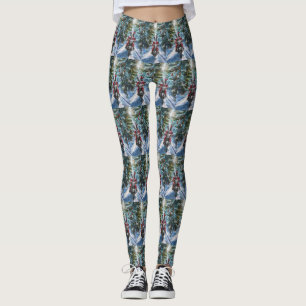 Boston Terrier Dog Riding Motorfiets Kerstmis Leggings