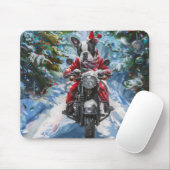 Boston Terrier Dog Riding Motorfiets Kerstmis Muismat (Met muis)