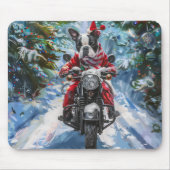 Boston Terrier Dog Riding Motorfiets Kerstmis Muismat (Voorkant)
