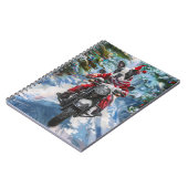 Boston Terrier Dog Riding Motorfiets Kerstmis Notitieboek (Linkerzijde)