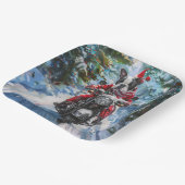 Boston Terrier Dog Riding Motorfiets Kerstmis Papieren Bordje (Gebogen)