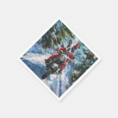 Boston Terrier Dog Riding Motorfiets Kerstmis Servet (Hoek)