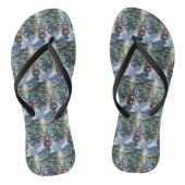 Boston Terrier Dog Riding Motorfiets Kerstmis Teenslippers (Voetbed)