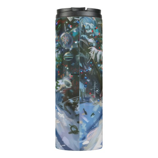 Boston Terrier Dog Riding Motorfiets Kerstmis Thermosbeker (Achterkant)