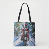 Boston Terrier Dog Riding Motorfiets Kerstmis Tote Bag (Voorkant)