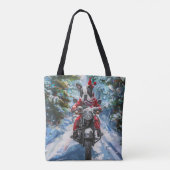 Boston Terrier Dog Riding Motorfiets Kerstmis Tote Bag (Achterkant)
