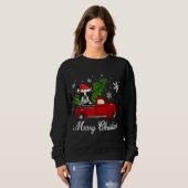 Boston Terrier Dog Riding Red Truck Merry Christma Trui (Voorkant volledig)