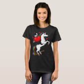 Boston Terrier Dog Riding Unicorn Valentijnsdag T T-shirt (Voorkant volledig)