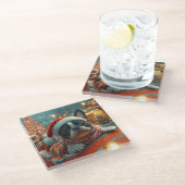 Boston Terrier Dog Roller Onderzetter Kerst (Schuin)