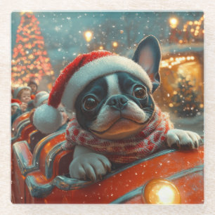 Boston Terrier Dog Roller Onderzetter Kerst