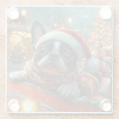 Boston Terrier Dog Roller Onderzetter Kerst (Achterkant)