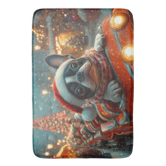 Boston Terrier Dog Roller Onderzetter Kerst Badmat (Voorkant Verticaal)