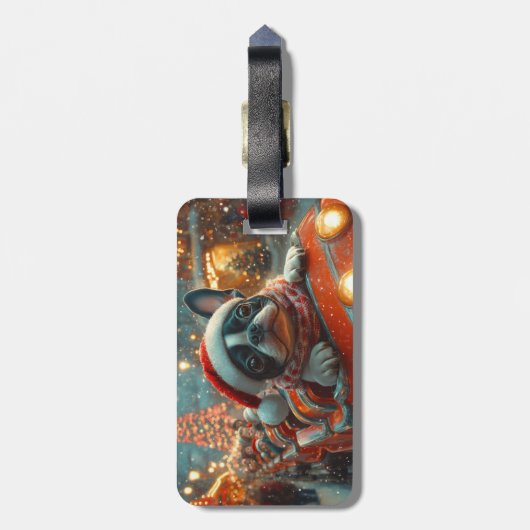 Boston Terrier Dog Roller Onderzetter Kerst Bagagelabel (Achterkant verticaal)