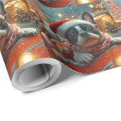 Boston Terrier Dog Roller Onderzetter Kerst Cadeaupapier (Rol Hoek)