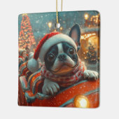 Boston Terrier Dog Roller Onderzetter Kerst Keramisch Ornament (Links)