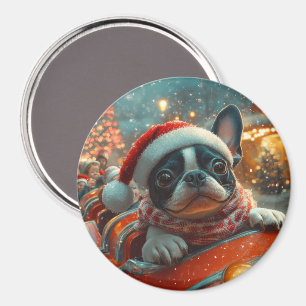 Boston Terrier Dog Roller Onderzetter Kerst Magneet