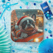Boston Terrier Dog Roller Onderzetter Kerst Papieren Bordje (Feest)