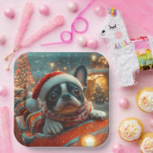 Boston Terrier Dog Roller Onderzetter Kerst Papieren Bordje (Feest)