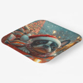 Boston Terrier Dog Roller Onderzetter Kerst Papieren Bordje (Gebogen)