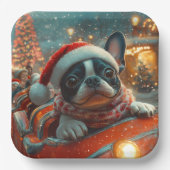 Boston Terrier Dog Roller Onderzetter Kerst Papieren Bordje (Voorkant)
