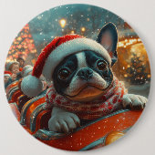 Boston Terrier Dog Roller Onderzetter Kerst Ronde Button 6,0 Cm (Voorkant)