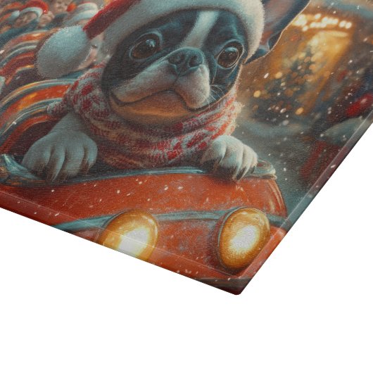Boston Terrier Dog Roller Onderzetter Kerst Snijplank (Hoek)