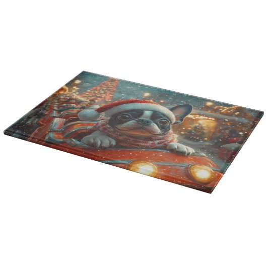 Boston Terrier Dog Roller Onderzetter Kerst Snijplank (Hoek)