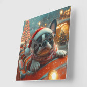 Boston Terrier Dog Roller Onderzetter Kerst Vierkante Klok (Hoek)