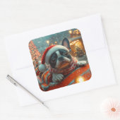 Boston Terrier Dog Roller Onderzetter Kerst Vierkante Sticker (Envelop)