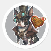 Boston Terrier Dog Ronde Sticker (Voorkant)