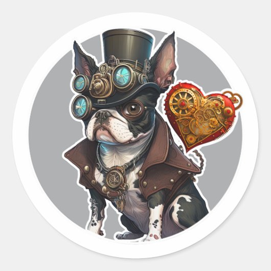 Boston Terrier Dog Ronde Sticker (Voorkant)