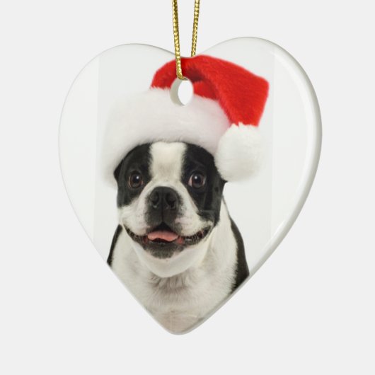 Boston Terrier Dog Santa Ornament (Links)