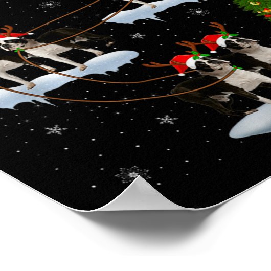 Boston Terrier Dog Santa Sleigh Flying Funny Chris Poster (Hoek)