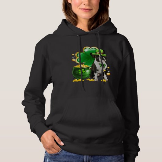 Boston Terrier Dog Shamrock Irish Saint St Patrick Hoodie (Voorkant)