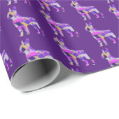 Boston Terrier Dog Silhouet Kleur Paarse Donker Cadeaupapier (Rol Hoek)