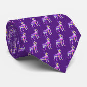 Boston Terrier Dog Silhouet Paarse donkere hals Stropdas (Opgerold)