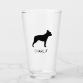 Boston Terrier Dog Silhouette gepersonaliseerd Glas (Voorkant)