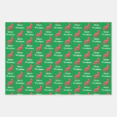 Boston Terrier Dog Silhouette Green Merry Woofmas Inpakpapier Vel (Voorkant)