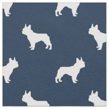 Boston Terrier dog silhouette navy blue