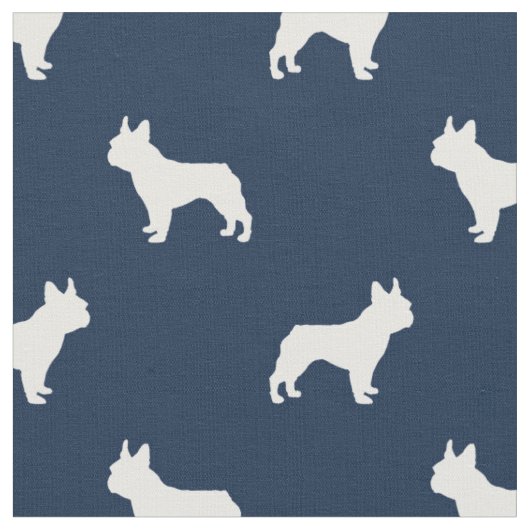 Boston Terrier dog silhouette navy blue Stof (Close Up)
