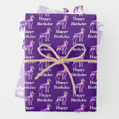 Boston Terrier Dog Silhouette Paarse Happy Day Inpakpapier Vel (In situ)