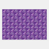 Boston Terrier Dog Silhouette Paarse Happy Day Inpakpapier Vel (Voorkant)