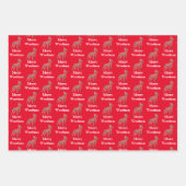 Boston Terrier Dog Silhouette Red Merry Woofmas Inpakpapier Vel (Voorkant)