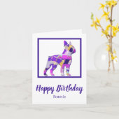 Boston Terrier Dog Silhouette Schattigee Paarse PY Kaart (Gele Bloem)