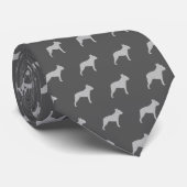 Boston Terrier Dog Silhouettes Pattern Gray Stropdas (Opgerold)