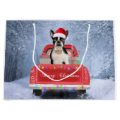Boston Terrier Dog Snow, zittend in de kersttruck Groot Cadeauzakje (Voorkant)