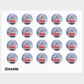 Boston Terrier Dog Snow, zittend in de kersttruck Ronde Sticker (Vel)
